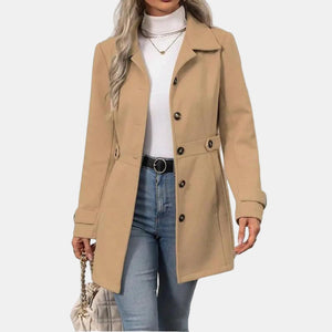 Nordicozy | Elegant Notched Collar Long Coat