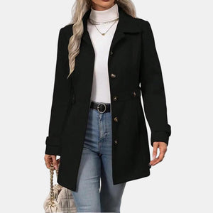Nordicozy | Elegant Notched Collar Long Coat