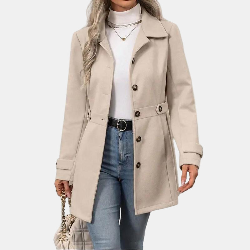 Nordicozy | Elegant Notched Collar Long Coat